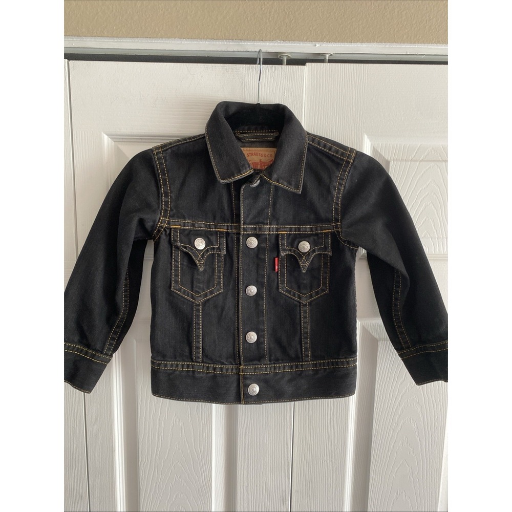 Levi's Type 1 Denim Trucker Jacket Kids Size 6 Black Iconic Cotton Blend